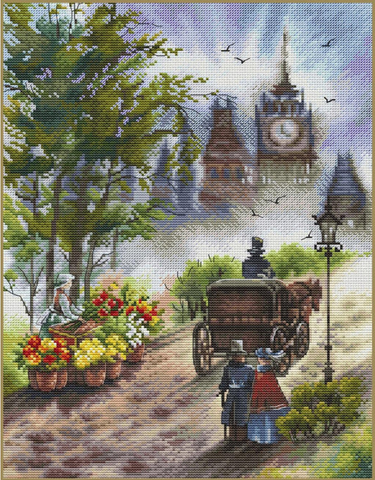 Counted Cross Stitch Kit Morning in the city DIY