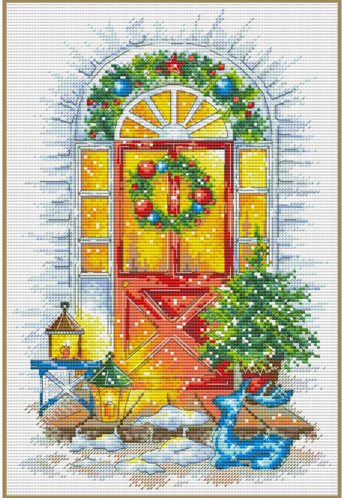 Kreuzstichset mit Zählmuster, Neujahrstüren, DIY, unbedruckte Leinwand 