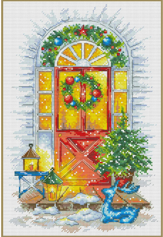 Kreuzstichset mit Zählmuster, Neujahrstüren, DIY, unbedruckte Leinwand 