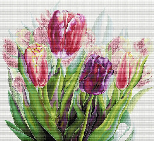 Counted Cross Stitch Kit Tulips Flowers DIY