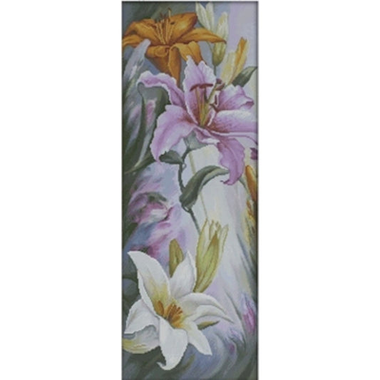 Decorative panel with colorful floral design on a white background