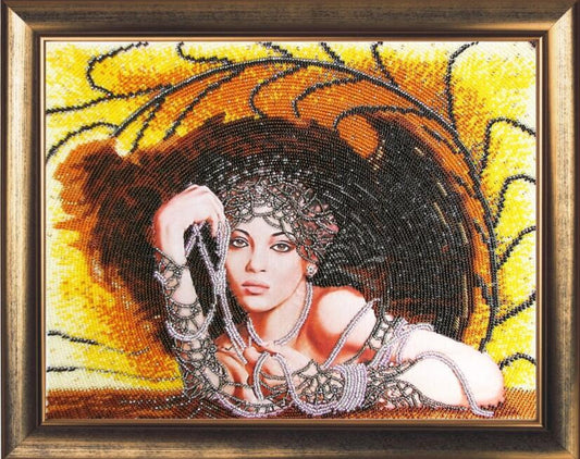 Bead embroidery kit Lady in Black DIY