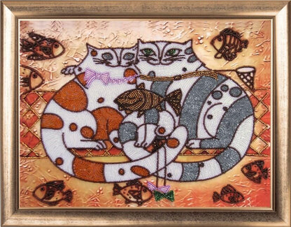 Bead embroidery kit Cats DIY
