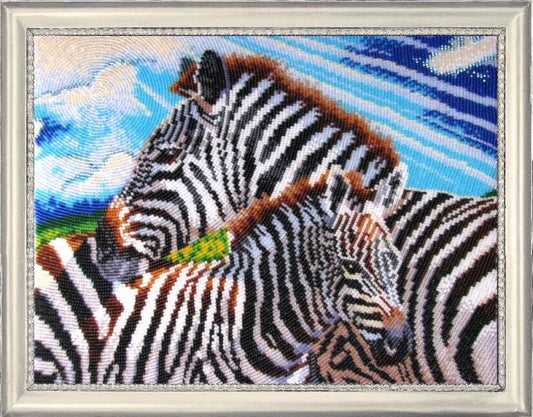 Bead embroidery kit Zebras DIY