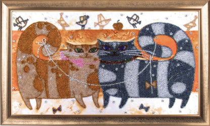 Bead embroidery kit Cats DIY