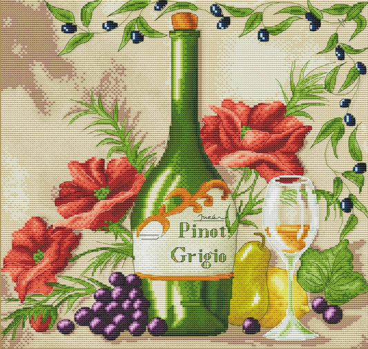 Counted Cross Stitch Kit Still life with wine DIY