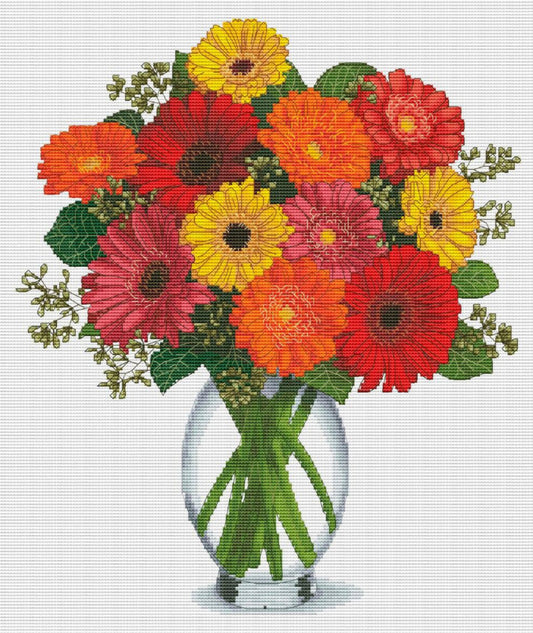 Counted Cross Stitch Kit Gerberas Flowers DIY