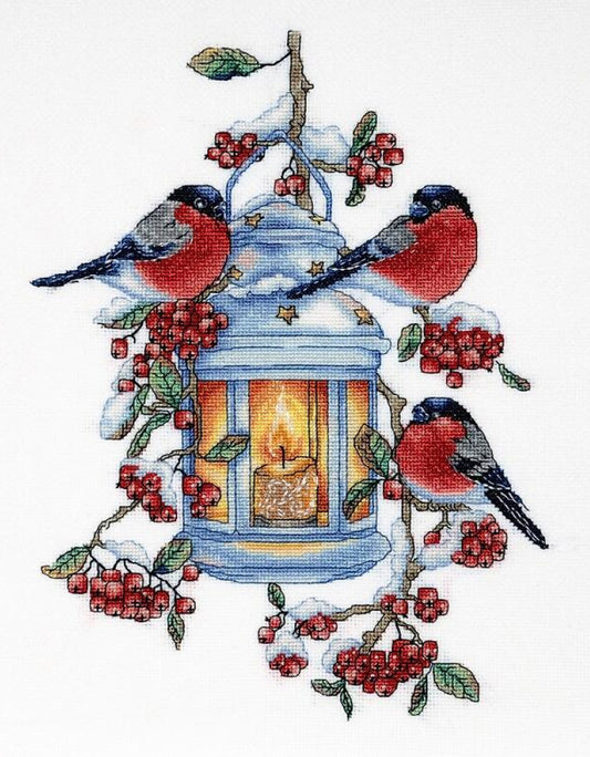 Counted Cross Stitch Kit Bullfinches Birds DIY Alisena