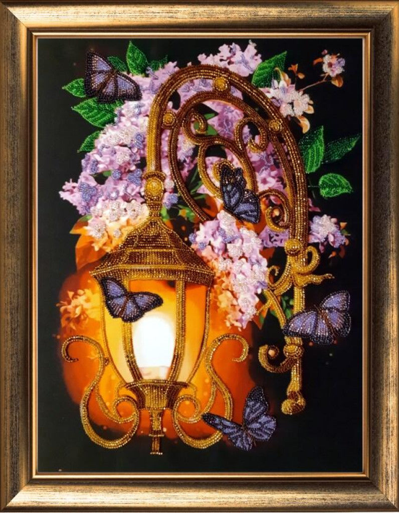 Bead embroidery kit Lilac lantern Flowers DIY