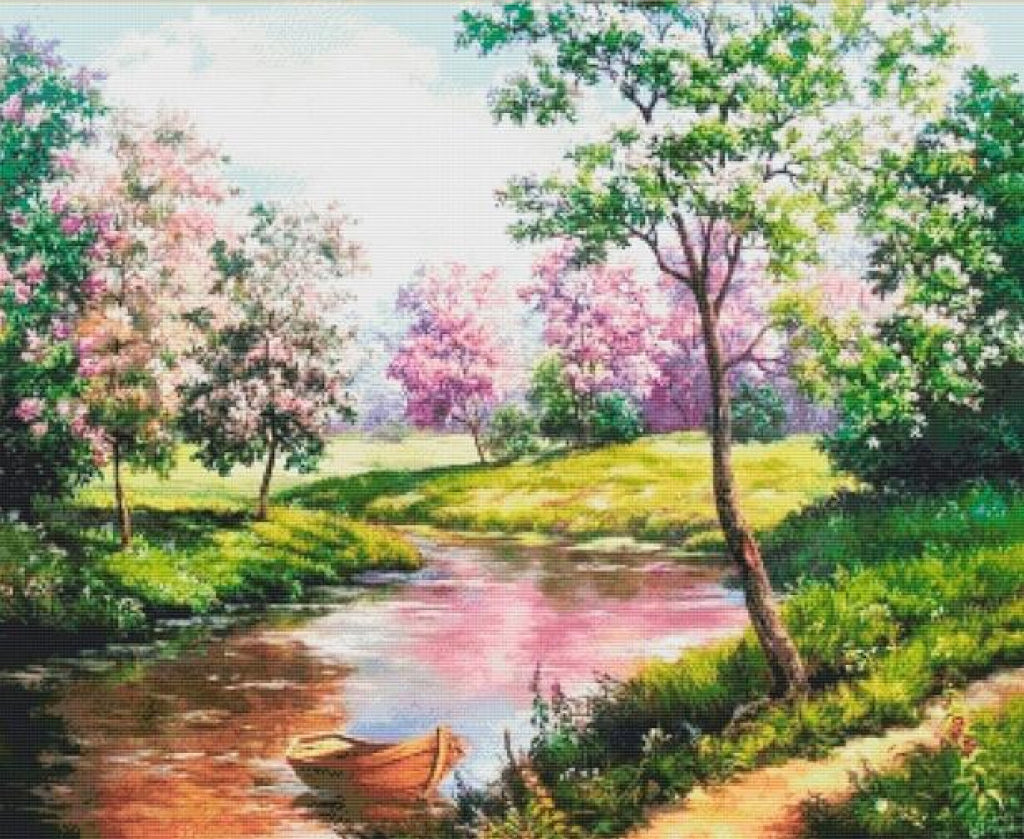 Kit de point de croix compté Spring DIY Toile non imprimée 