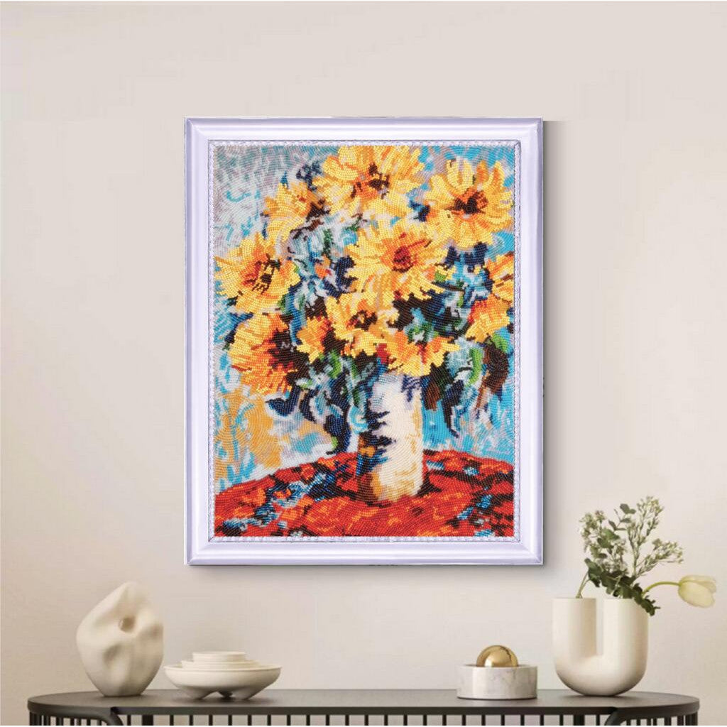 Bead embroidery kit "Sunflowers in a Vase (After C. Monet)" DIY
