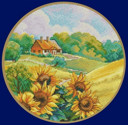 Kreuzstichset „Sommer“ zum Selbermachen, unbedruckte Leinwand 