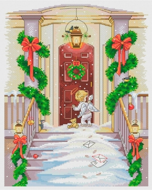 Kit de point de croix compté Réveillon de Noël DIY Toile non imprimée 