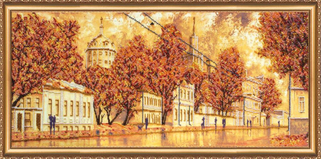 Bead Embroidery Kit Autumn city DIY Abris Art