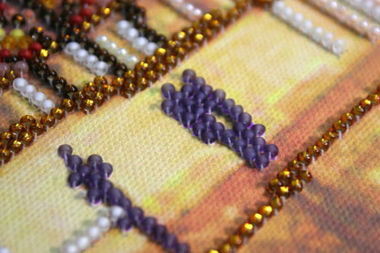 Bead Embroidery Kit Autumn city DIY Abris Art