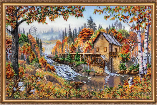 Bead Embroidery Kit Autumn Mill DIY Abris Art