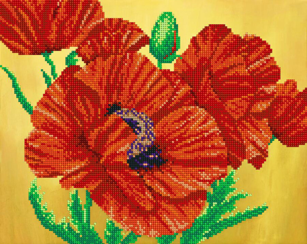 Bead Embroidery Kit Poppies Flowers DIY