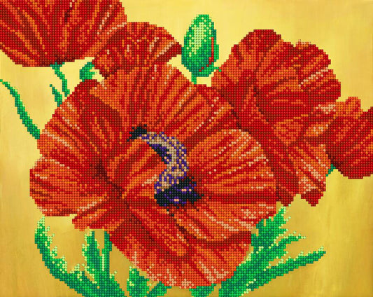 Bead Embroidery Kit Poppies Flowers DIY