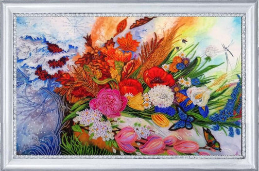 Bead Embroidery Kit Flowers DIY