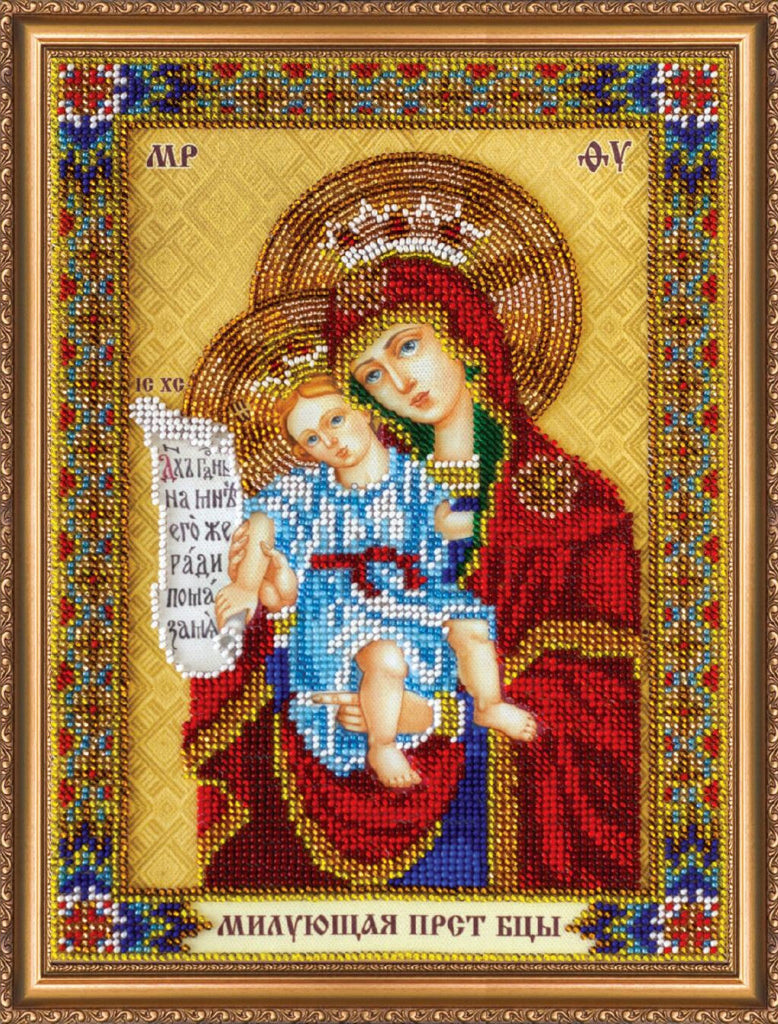 Bead Embroidery Kit Icon Virgin Mary Mother of God DIY Abris Art