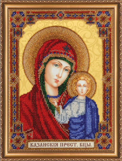 Bead Embroidery Kit Icon Virgin Mary Mother of God DIY Abris Art