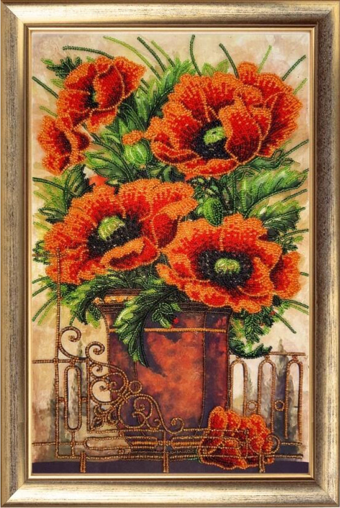 Bead Embroidery Kit Poppies Flowers DIY