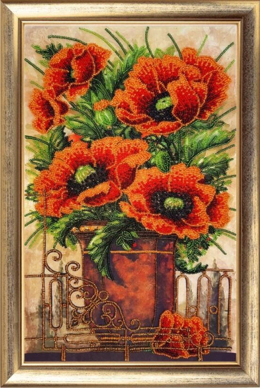 Bead Embroidery Kit Poppies Flowers DIY