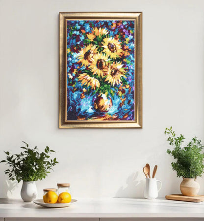 Full Bead Embroidery Kit "Sunflowers in a Vase" DIY