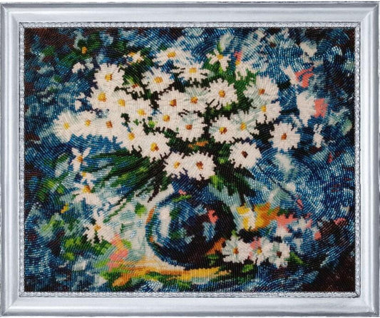 Full Bead Embroidery Kit Daisies Flowers DIY
