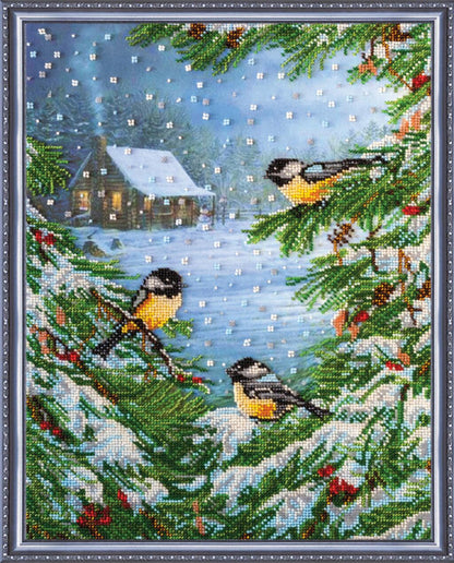 Bead Embroidery Kit January bird DIY Abris Art