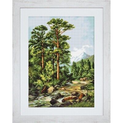 Gobelin kit Tapestry embroidery Kit Mountain river DIY Unprinted canvas