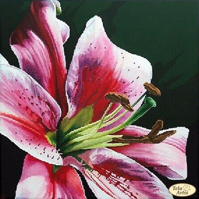 Full Bead Embroidery Kit Royal lily flowers DIY Bead needlepoint Bead stitching