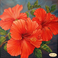 Full Bead Embroidery Kit Scarlet hibiscus DIY Bead needlepoint Beaded stitching