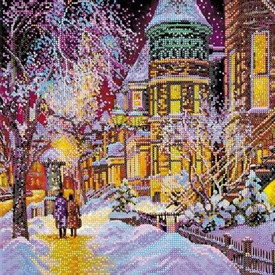 Bead Embroidery Kit Winter in the city Bead stitching Bead needlepoint DIY