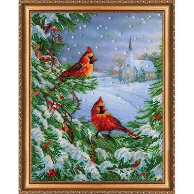 Bead Embroidery Kit February bird Beaded stitching Bead needlepoint Beadwork DIY