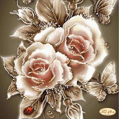 Bead Embroidery Kit Caramel roses DIY Bead needlepoint Bead stitching Beadwork