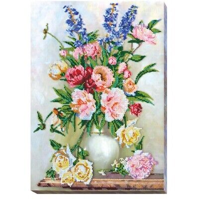 Bead Embroidery Kit Flowers Beaded stitching Bead needlepoint Beadwork DIY