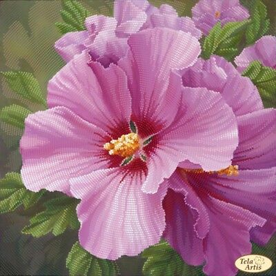 Full Bead Embroidery Kit Fragrant hibiscus DIY Bead needlepoint Bead stitching