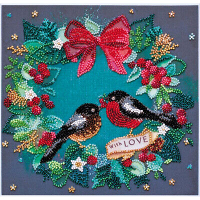 Bead Embroidery Kit Christmas birds Bead stitching Bead needlepoint DIY