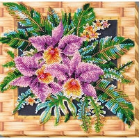 Bead Embroidery Kit Tropical Beaded stitching Bead needlepoint Beadwork DIY