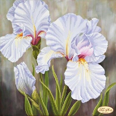 Bead Embroidery Kit Irises Flowers DIY Beaded needlepoint Beaded stitching