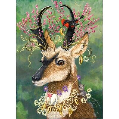 Bead Embroidery Kit Goat in flowers Bead needlepoint Bead stitching Beadwork DIY