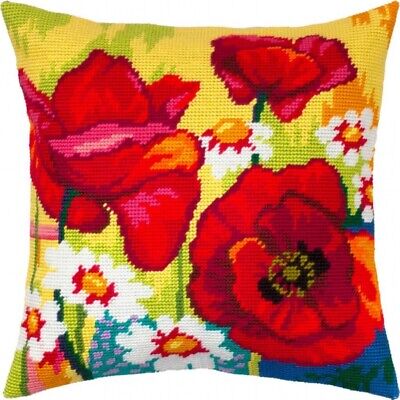 Tapestry Pillow Cover DIY kit "Flowers" Needlepoint kit Printed canvas 