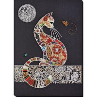 Bead Embroidery Kit Cat Beaded stitching Bead needlepoint Beadwork DIY