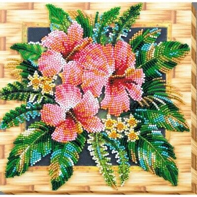 Bead Embroidery Kit Flowers of tanzania Beaded stitching Bead needlepoint 