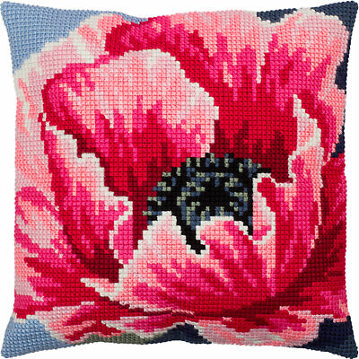 Cross stitch Pillow Cover DIY kit "Poppy" Needlepoint kit Printed canvas 