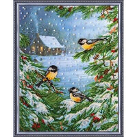 Bead Embroidery Kit January bird Beaded stitching Bead needlepoint Beadwork DIY