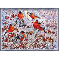 Bead Embroidery Kit Bullfinches Beaded stitching Bead needlepoint Beading DIY