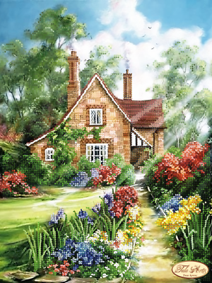 Bead Embroidery Kit Lodge in the village Beaded needlepoint Beaded stitching DIY