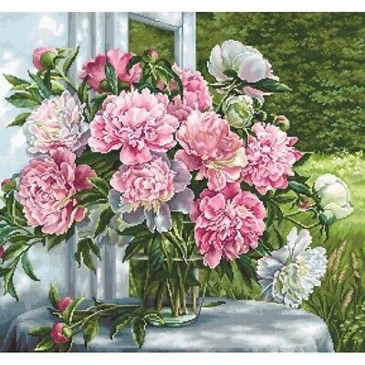 Gobelin kit Tapestry embroidery Kit Peonies Luca-S DIY Unprinted canvas